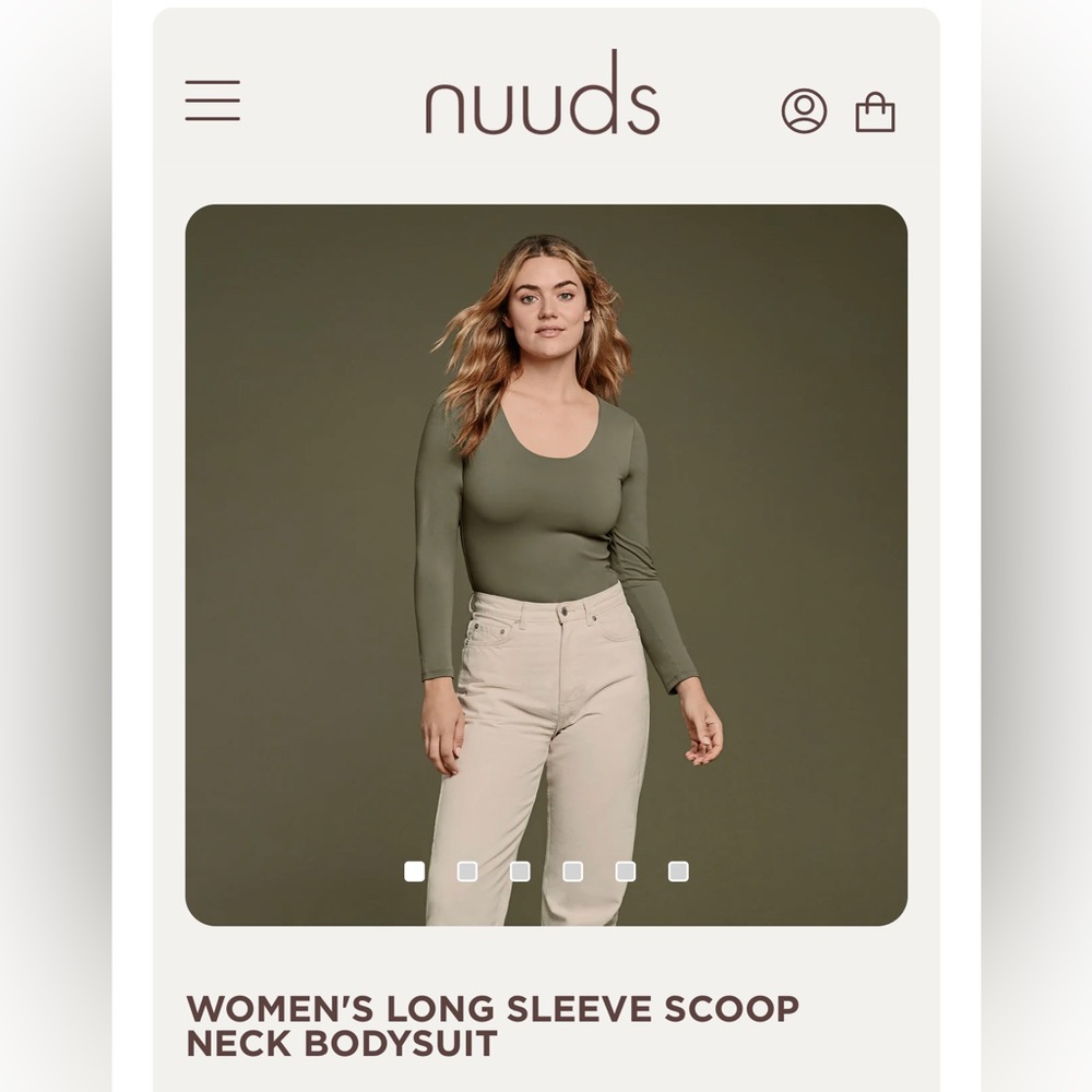 Nuuds Long Sleeve Scoop Neck Bodysuit - Olive